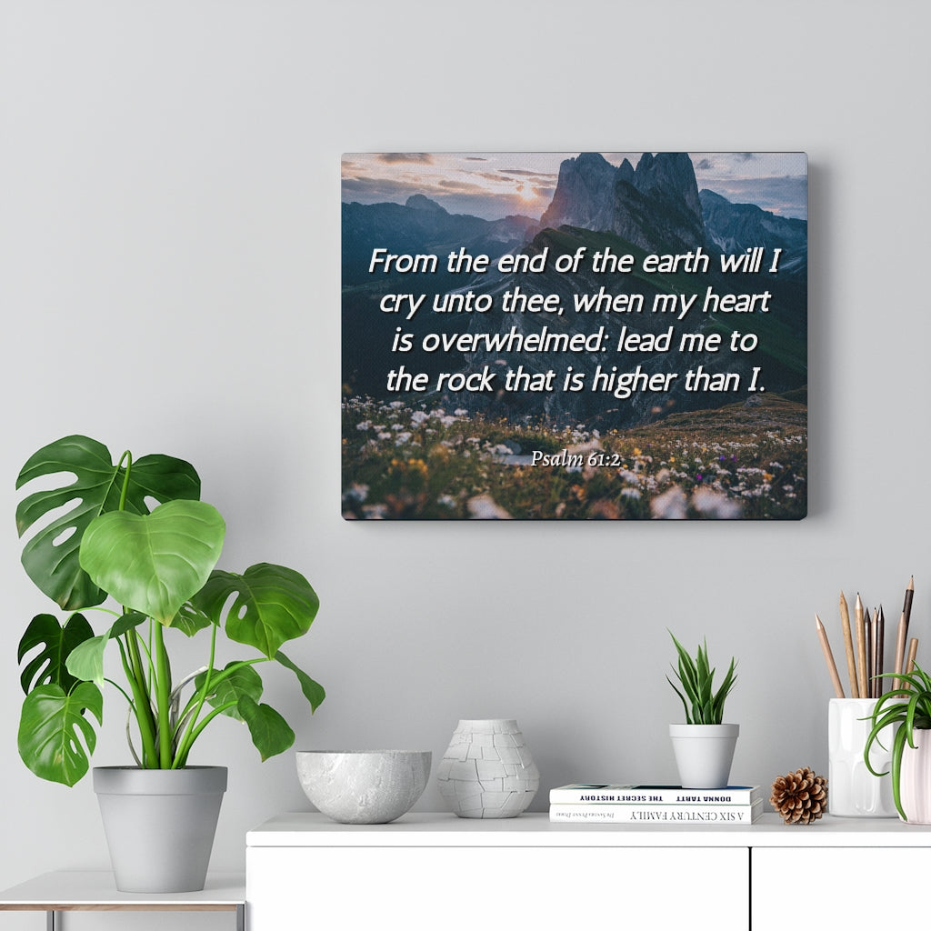 Scripture Walls Heart Is Overwhelmed Psalms 61:2 Bible Verse Canvas Christian Wall Art Ready to Hang Unframed-Express Your Love Gifts