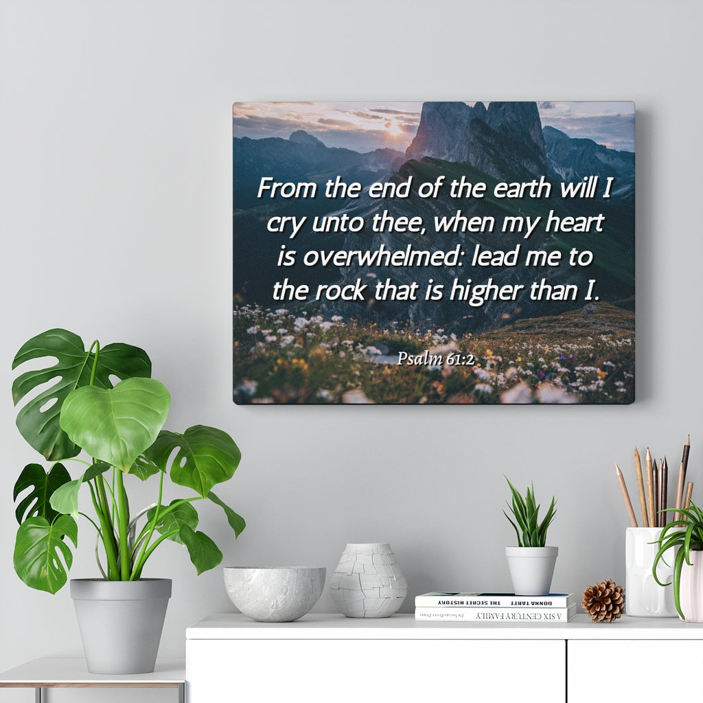Scripture Walls Heart Is Overwhelmed Psalms 61:2 Bible Verse Canvas Christian Wall Art Ready to Hang Unframed-Express Your Love Gifts