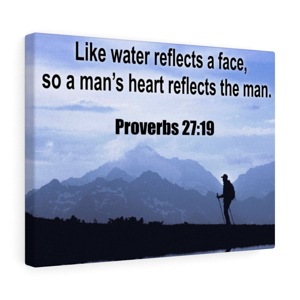 Scripture Walls Heart Reflects The Man Proverbs 27:19 Bible Verse Canvas Christian Wall Art Ready to Hang Unframed-Express Your Love Gifts