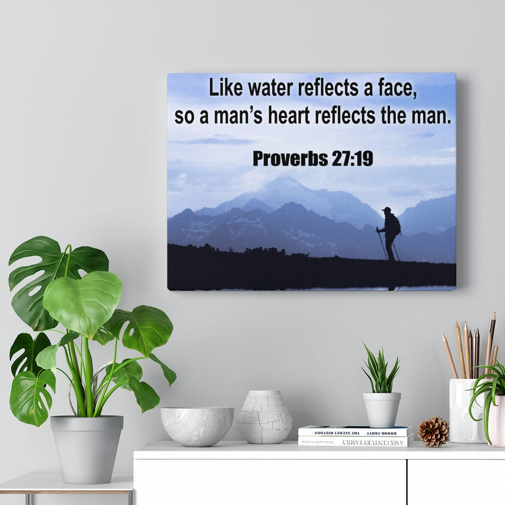 Scripture Walls Heart Reflects The Man Proverbs 27:19 Bible Verse Canvas Christian Wall Art Ready to Hang Unframed-Express Your Love Gifts