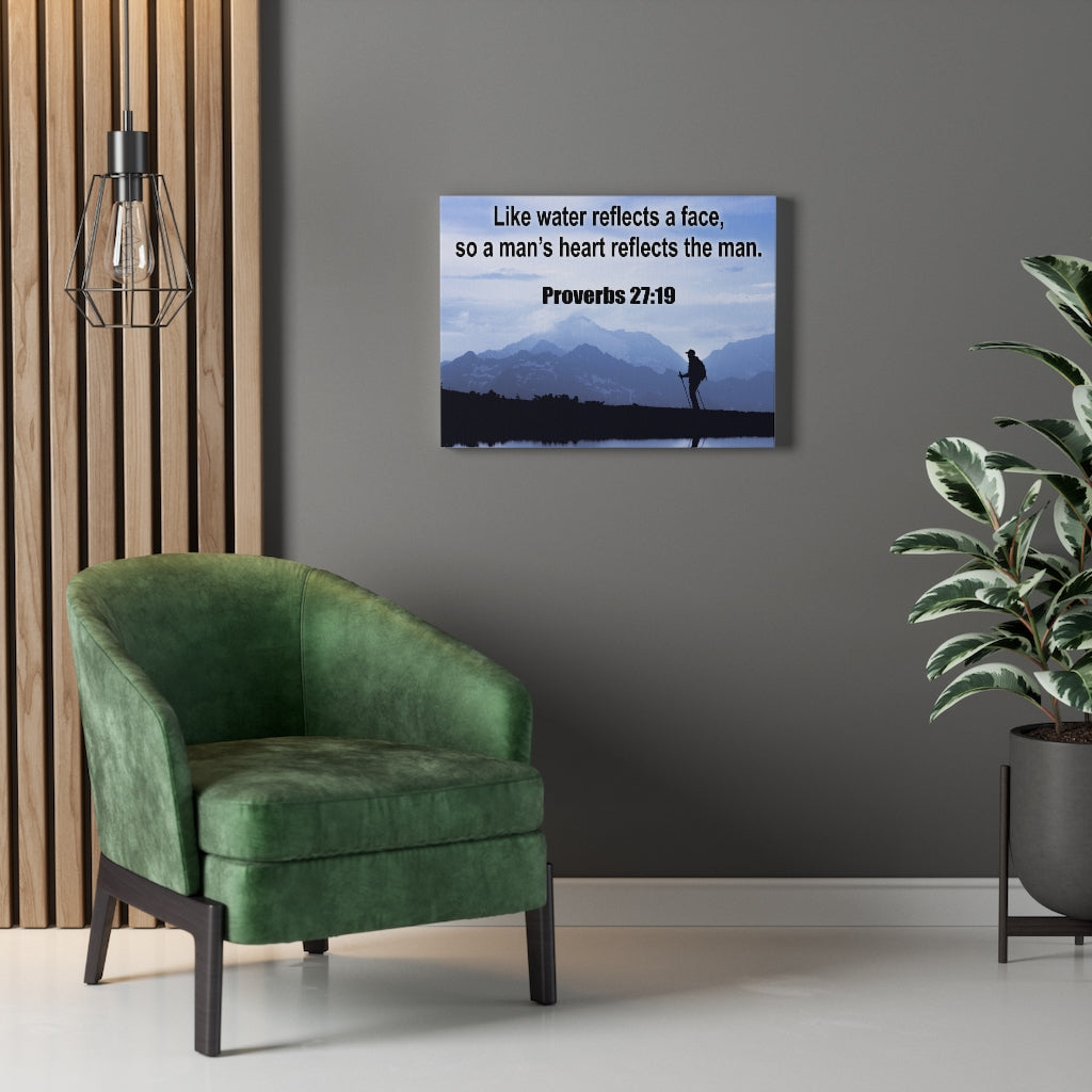 Scripture Walls Heart Reflects The Man Proverbs 27:19 Bible Verse Canvas Christian Wall Art Ready to Hang Unframed-Express Your Love Gifts