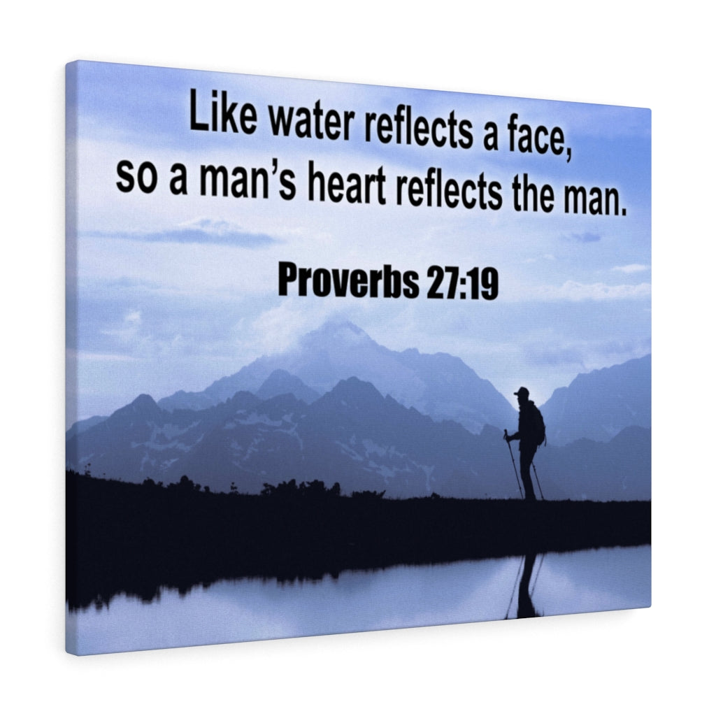 Scripture Walls Heart Reflects The Man Proverbs 27:19 Bible Verse Canvas Christian Wall Art Ready to Hang Unframed-Express Your Love Gifts