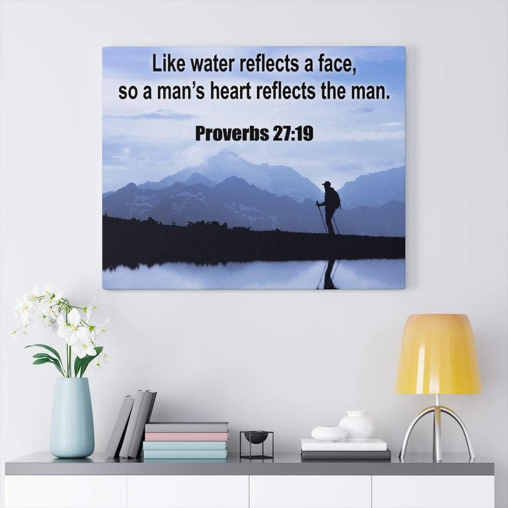 Scripture Walls Heart Reflects The Man Proverbs 27:19 Bible Verse Canvas Christian Wall Art Ready to Hang Unframed-Express Your Love Gifts
