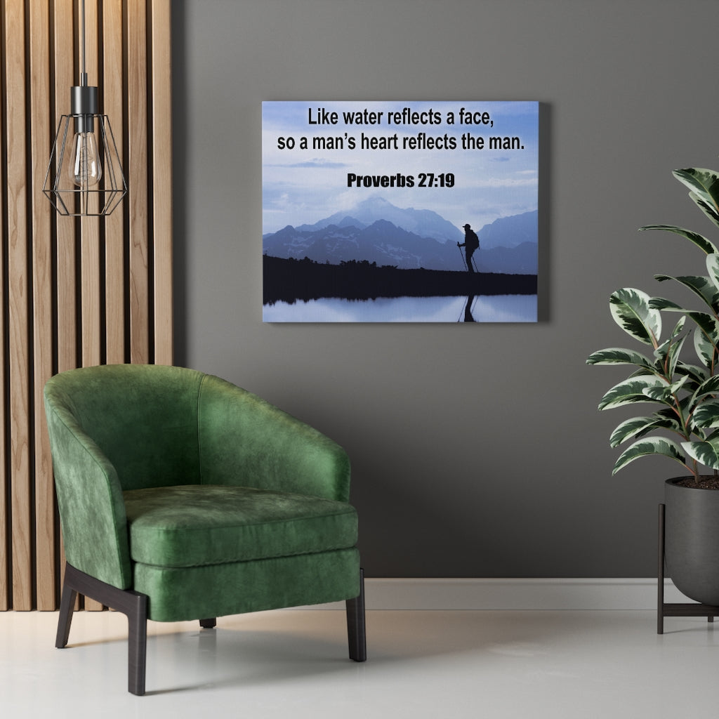 Scripture Walls Heart Reflects The Man Proverbs 27:19 Bible Verse Canvas Christian Wall Art Ready to Hang Unframed-Express Your Love Gifts