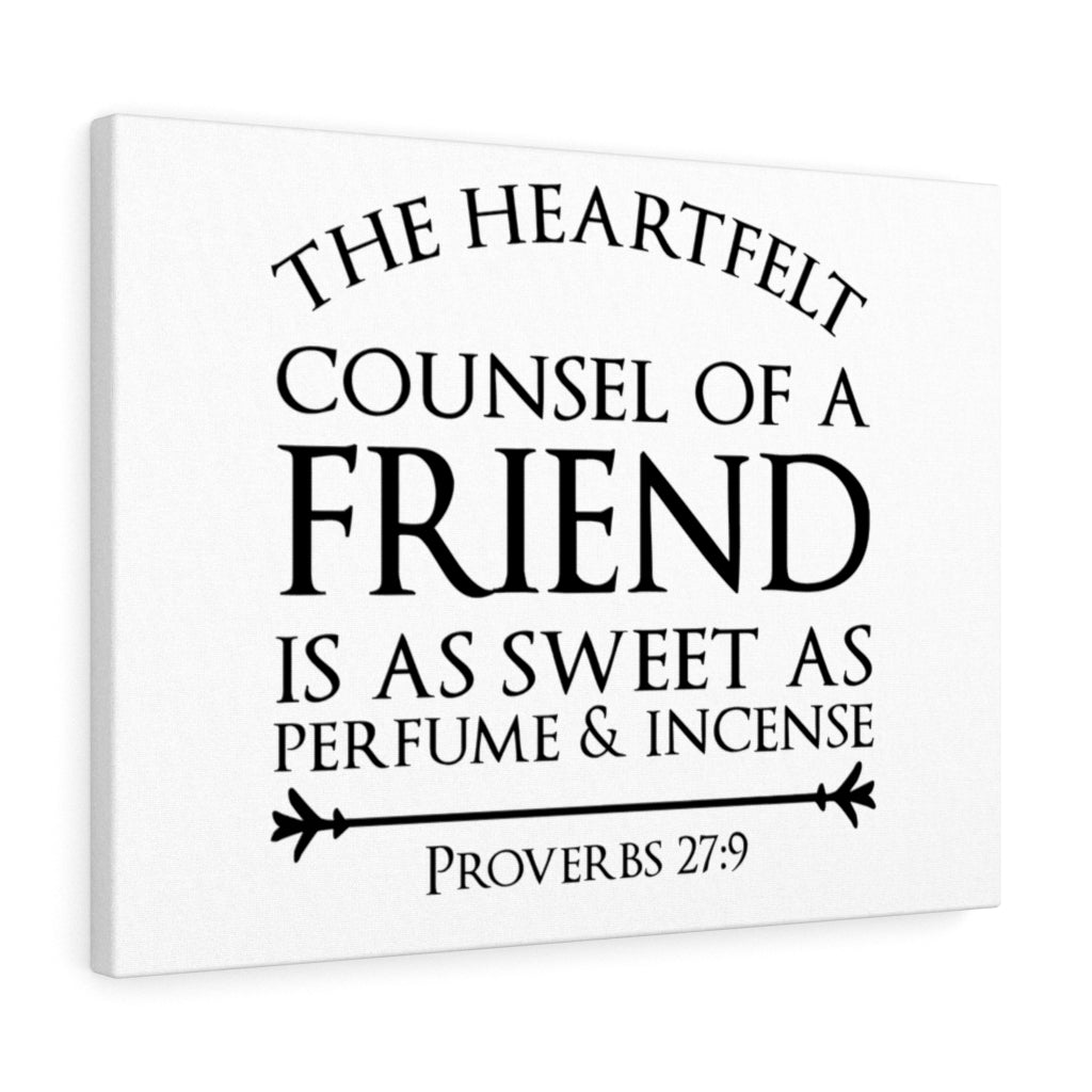Scripture Walls Heartfelt Counsel Proverbs 27:9 Bible Verse Canvas Christian Wall Art Ready to Hang Unframed-Express Your Love Gifts
