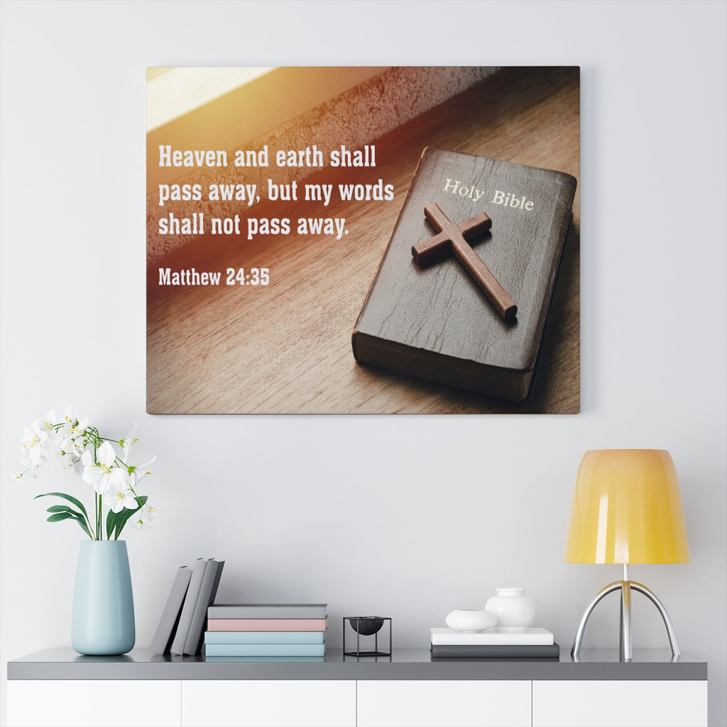 Scripture Walls Heaven and Earth Matthew 24:35 Bible Verse Canvas Christian Wall Art Ready to Hang Unframed-Express Your Love Gifts