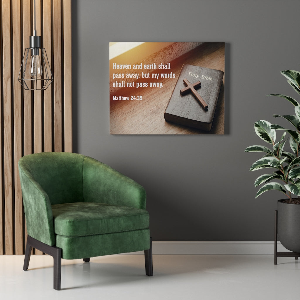 Scripture Walls Heaven and Earth Matthew 24:35 Bible Verse Canvas Christian Wall Art Ready to Hang Unframed-Express Your Love Gifts