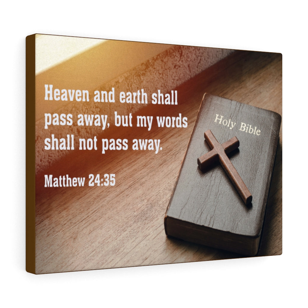 Scripture Walls Heaven and Earth Matthew 24:35 Bible Verse Canvas Christian Wall Art Ready to Hang Unframed-Express Your Love Gifts