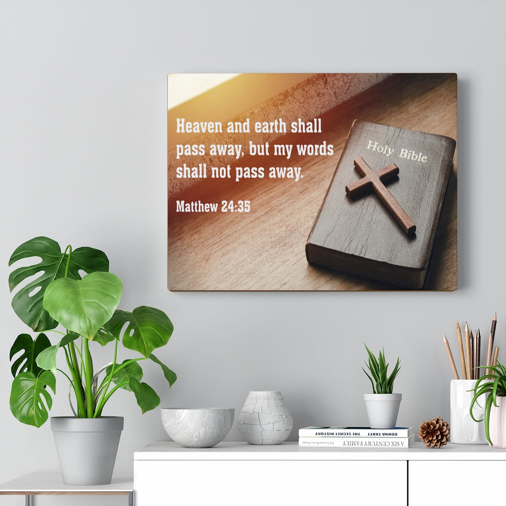 Scripture Walls Heaven and Earth Matthew 24:35 Bible Verse Canvas Christian Wall Art Ready to Hang Unframed-Express Your Love Gifts