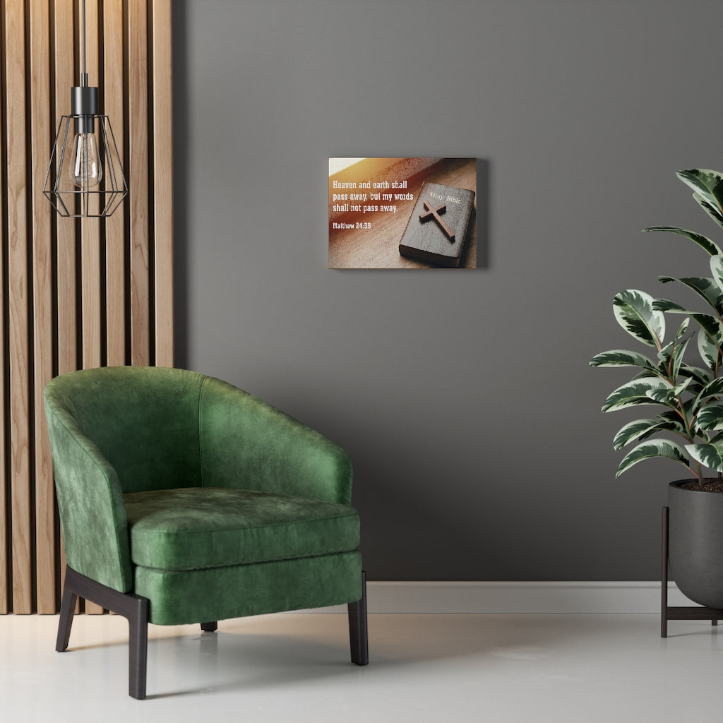 Scripture Walls Heaven and Earth Matthew 24:35 Bible Verse Canvas Christian Wall Art Ready to Hang Unframed-Express Your Love Gifts