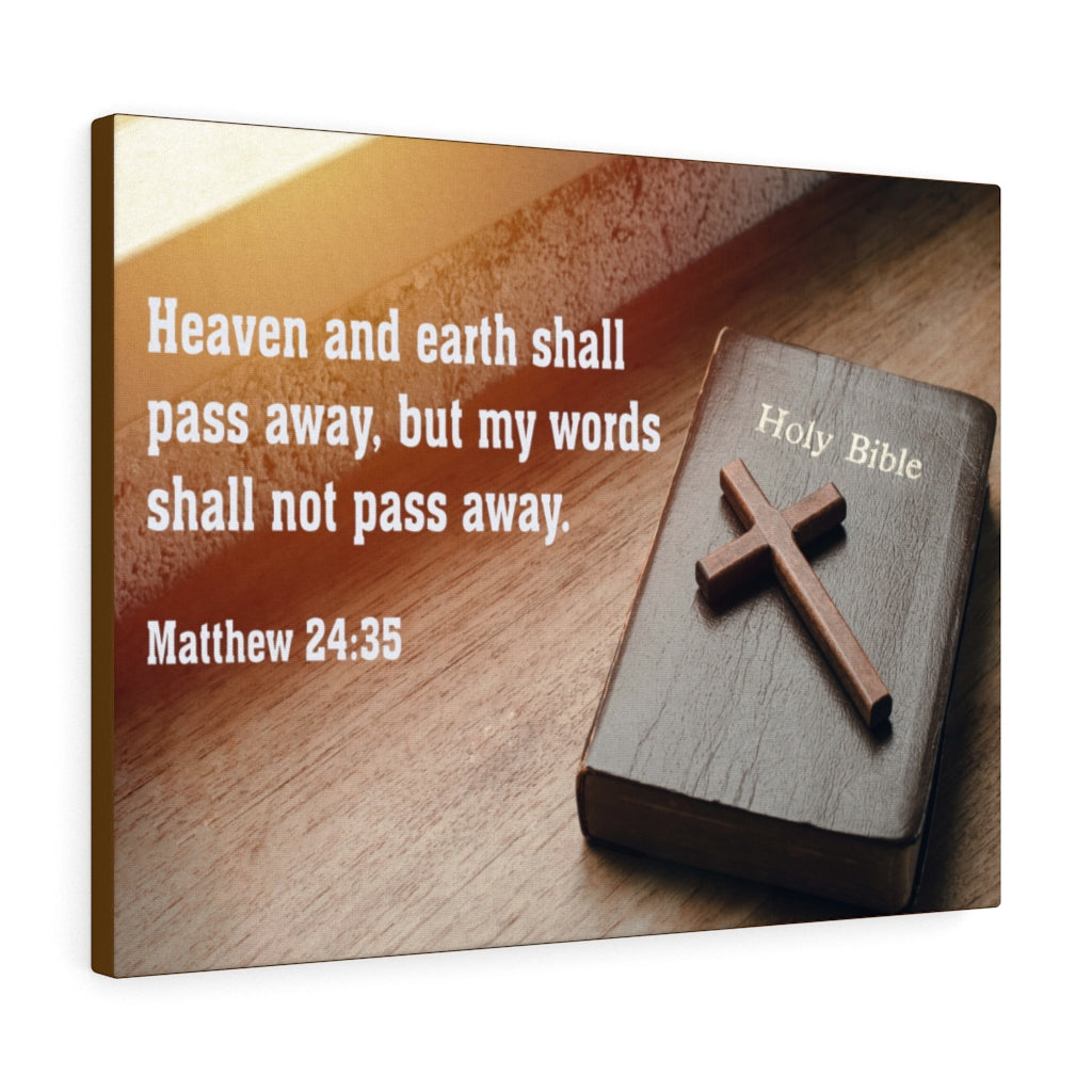 Scripture Walls Heaven and Earth Matthew 24:35 Bible Verse Canvas Christian Wall Art Ready to Hang Unframed-Express Your Love Gifts