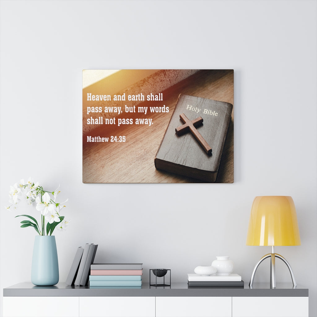 Scripture Walls Heaven and Earth Matthew 24:35 Bible Verse Canvas Christian Wall Art Ready to Hang Unframed-Express Your Love Gifts