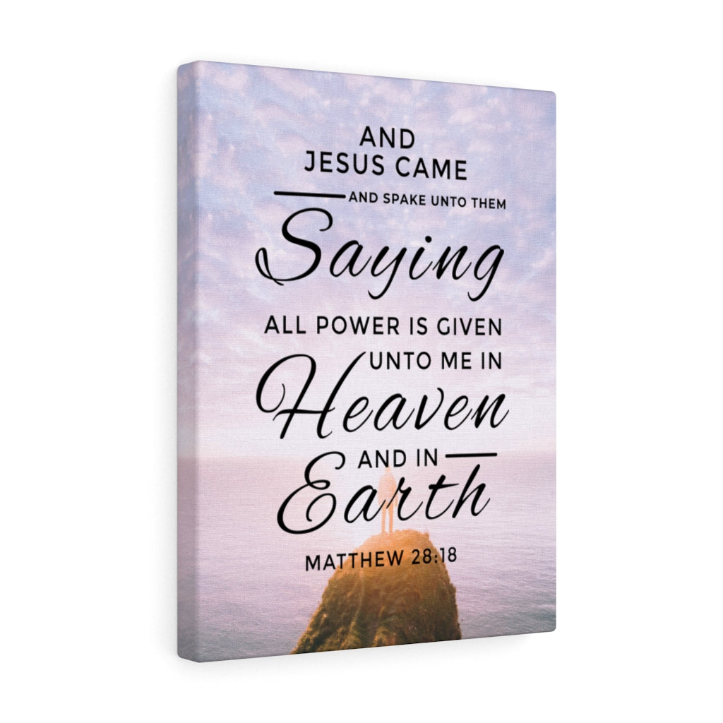 Scripture Walls Heaven and Earth Matthew 28:18 Bible Verse Canvas Christian Wall Art Ready to Hang Unframed-Express Your Love Gifts
