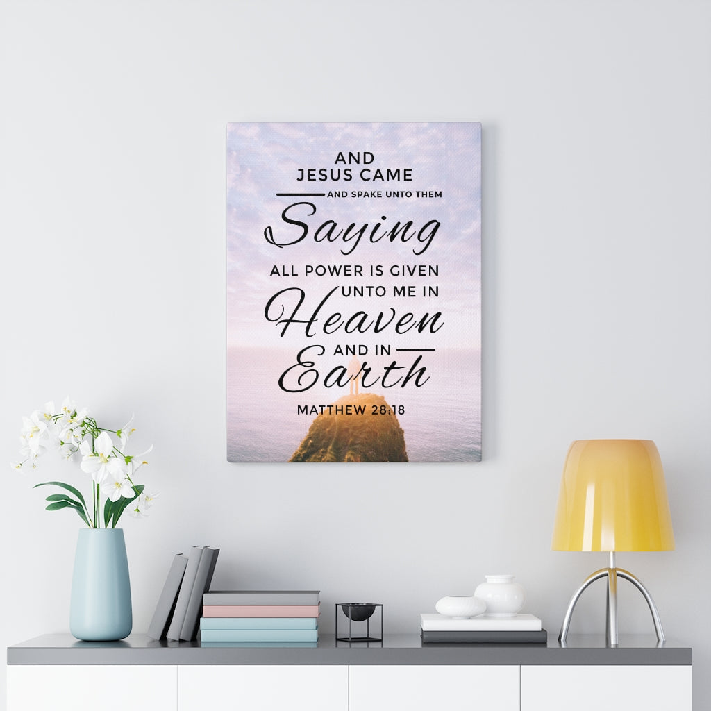 Scripture Walls Heaven and Earth Matthew 28:18 Bible Verse Canvas Christian Wall Art Ready to Hang Unframed-Express Your Love Gifts