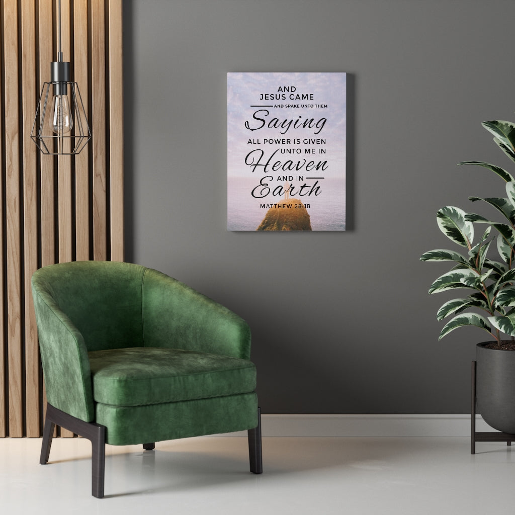 Scripture Walls Heaven and Earth Matthew 28:18 Bible Verse Canvas Christian Wall Art Ready to Hang Unframed-Express Your Love Gifts