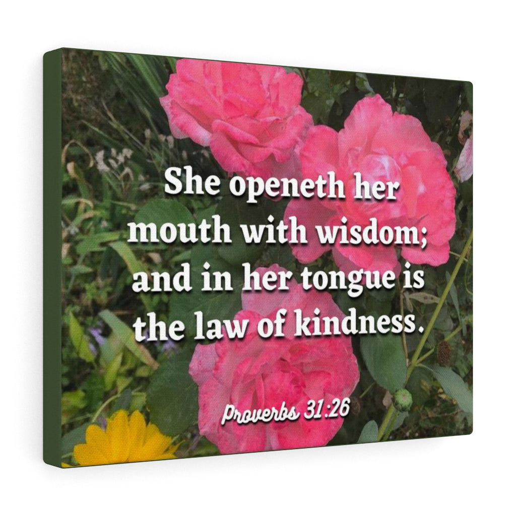 Scripture Walls Her Mouth With Wisdom Proverbs 31:26 Bible Verse Canvas Christian Wall Art Ready to Hang Unframed-Express Your Love Gifts