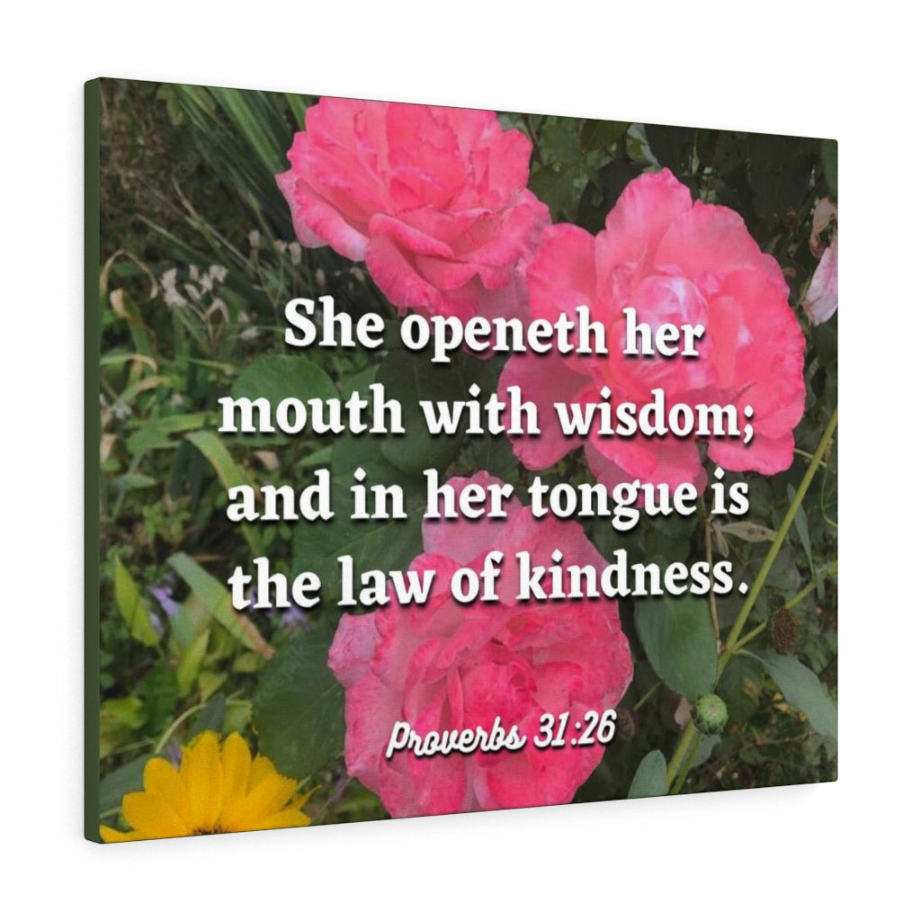 Scripture Walls Her Mouth With Wisdom Proverbs 31:26 Bible Verse Canvas Christian Wall Art Ready to Hang Unframed-Express Your Love Gifts