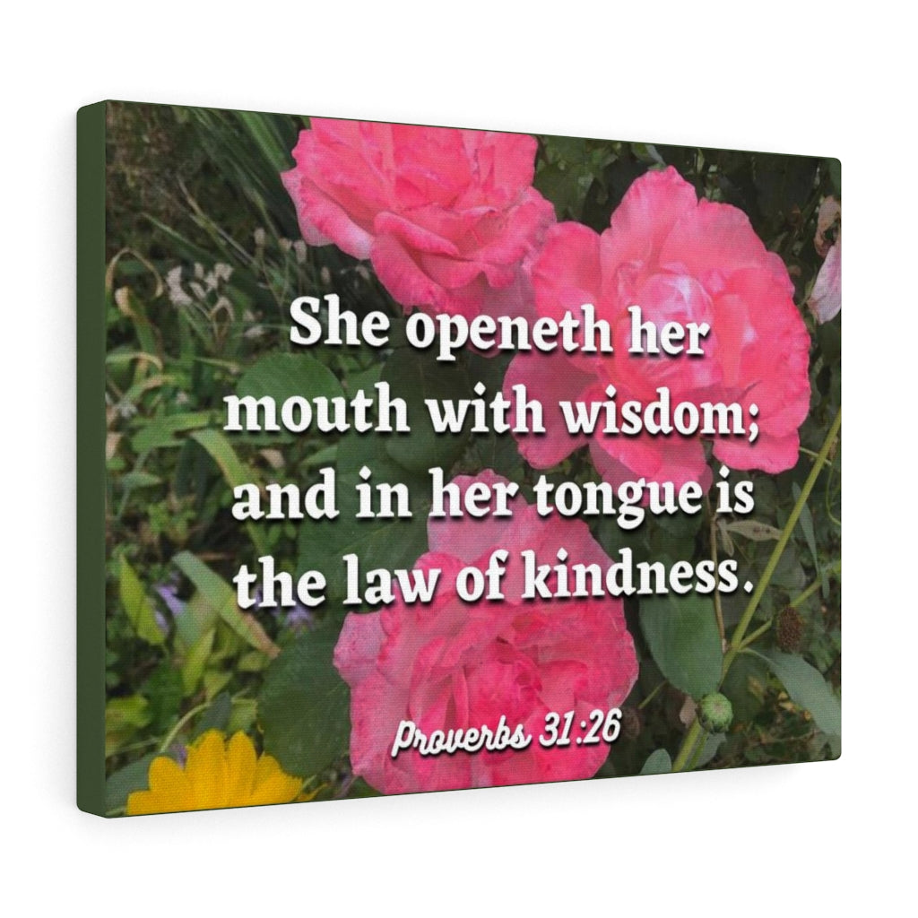 Scripture Walls Her Mouth With Wisdom Proverbs 31:26 Bible Verse Canvas Christian Wall Art Ready to Hang Unframed-Express Your Love Gifts