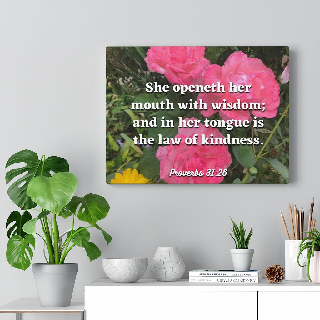 Scripture Walls Her Mouth With Wisdom Proverbs 31:26 Bible Verse Canvas Christian Wall Art Ready to Hang Unframed-Express Your Love Gifts