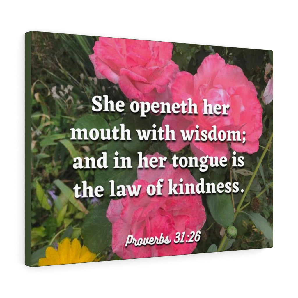 Scripture Walls Her Mouth With Wisdom Proverbs 31:26 Bible Verse Canvas Christian Wall Art Ready to Hang Unframed-Express Your Love Gifts
