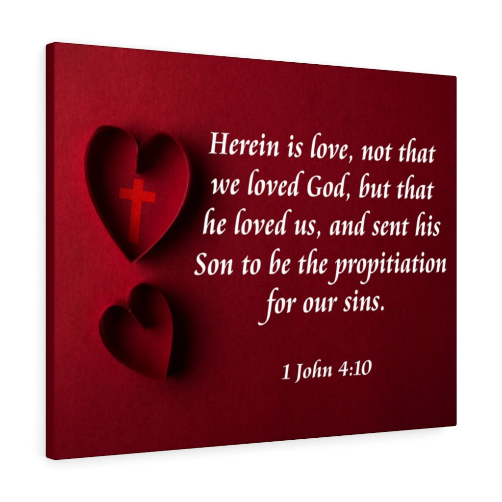 Scripture Walls Herein is Love 1 John 4:10 Bible Verse Canvas Christian Wall Art Ready to Hang Unframed-Express Your Love Gifts
