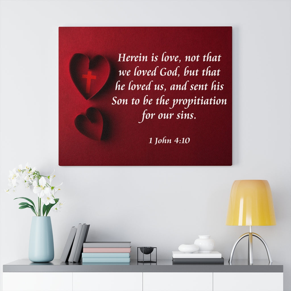 Scripture Walls Herein is Love 1 John 4:10 Bible Verse Canvas Christian Wall Art Ready to Hang Unframed-Express Your Love Gifts