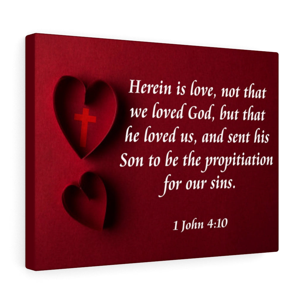 Scripture Walls Herein is Love 1 John 4:10 Bible Verse Canvas Christian Wall Art Ready to Hang Unframed-Express Your Love Gifts