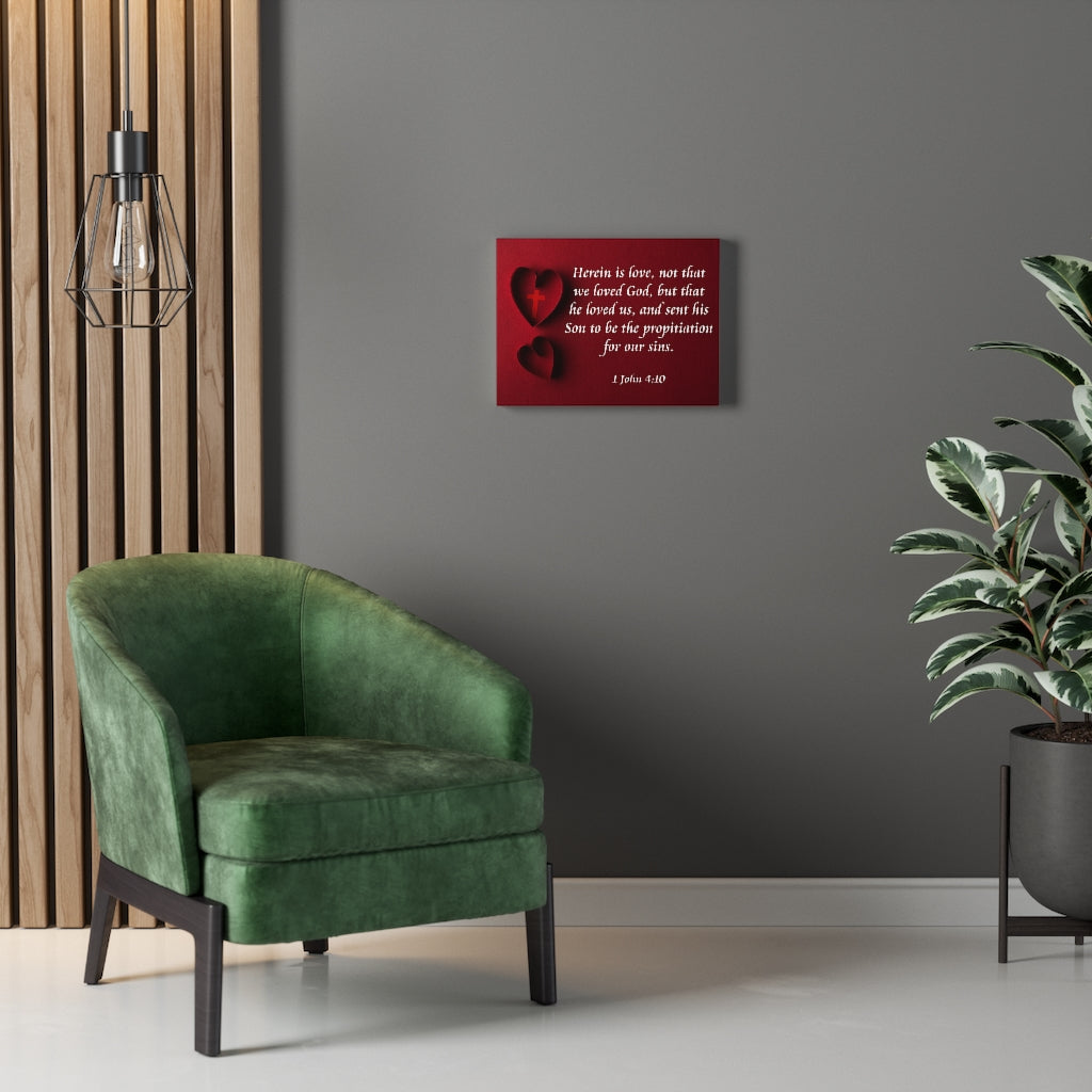 Scripture Walls Herein is Love 1 John 4:10 Bible Verse Canvas Christian Wall Art Ready to Hang Unframed-Express Your Love Gifts