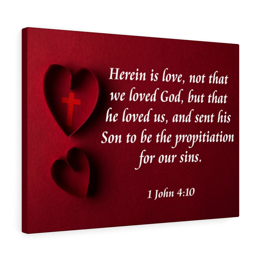 Scripture Walls Herein is Love 1 John 4:10 Bible Verse Canvas Christian Wall Art Ready to Hang Unframed-Express Your Love Gifts