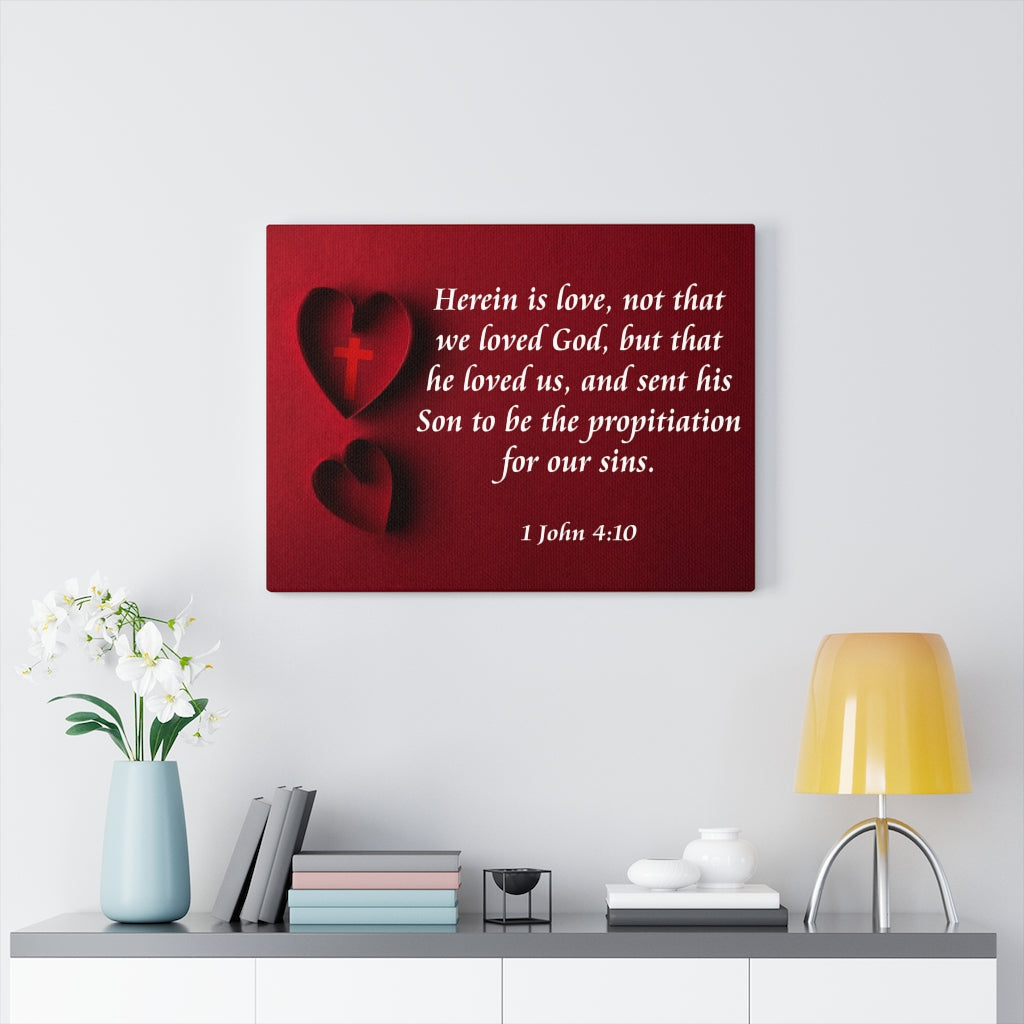 Scripture Walls Herein is Love 1 John 4:10 Bible Verse Canvas Christian Wall Art Ready to Hang Unframed-Express Your Love Gifts