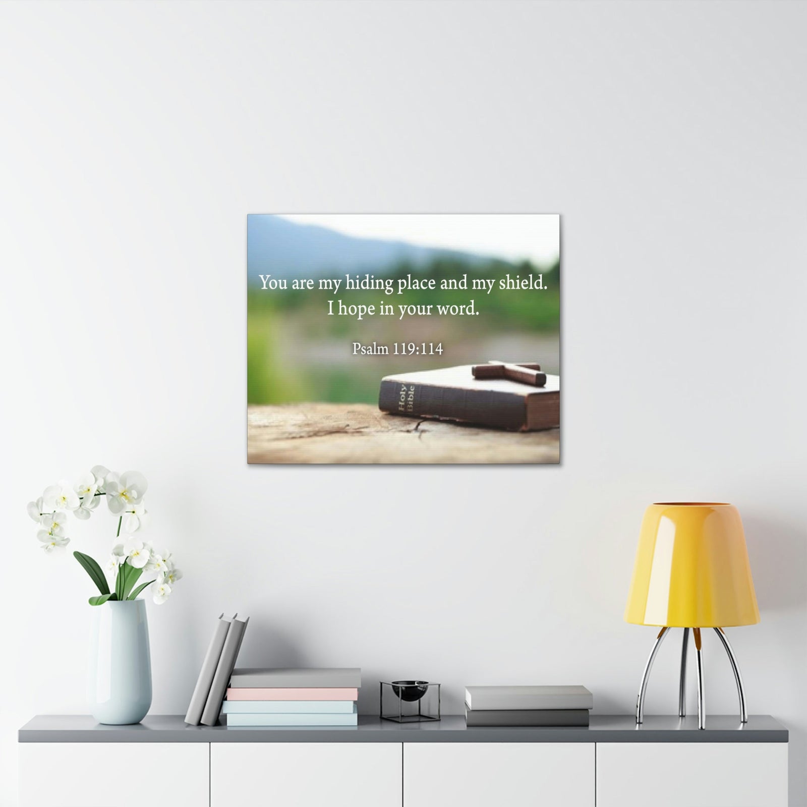 Scripture Walls Hiding Place Psalm 119:114 Bible Verse Canvas Christian Wall Art Ready to Hang Unframed-Express Your Love Gifts