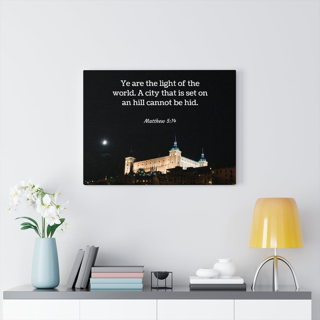 Scripture Walls Hill Cannot Be Hid Matthew 5:14 Bible Verse Canvas Christian Wall Art Ready to Hang Unframed-Express Your Love Gifts