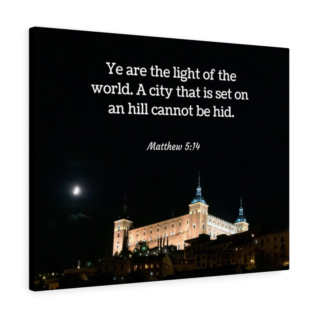 Scripture Walls Hill Cannot Be Hid Matthew 5:14 Bible Verse Canvas Christian Wall Art Ready to Hang Unframed-Express Your Love Gifts