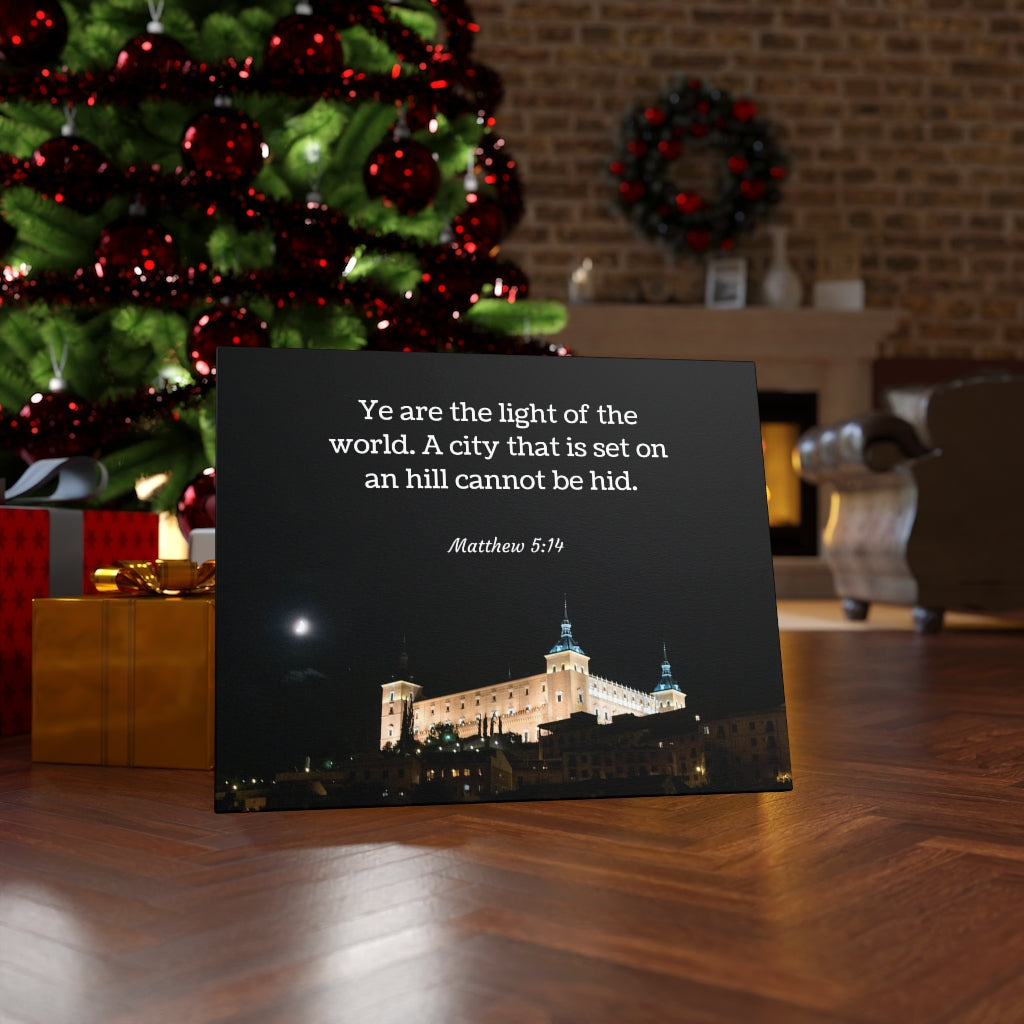 Scripture Walls Hill Cannot Be Hid Matthew 5:14 Bible Verse Canvas Christian Wall Art Ready to Hang Unframed-Express Your Love Gifts