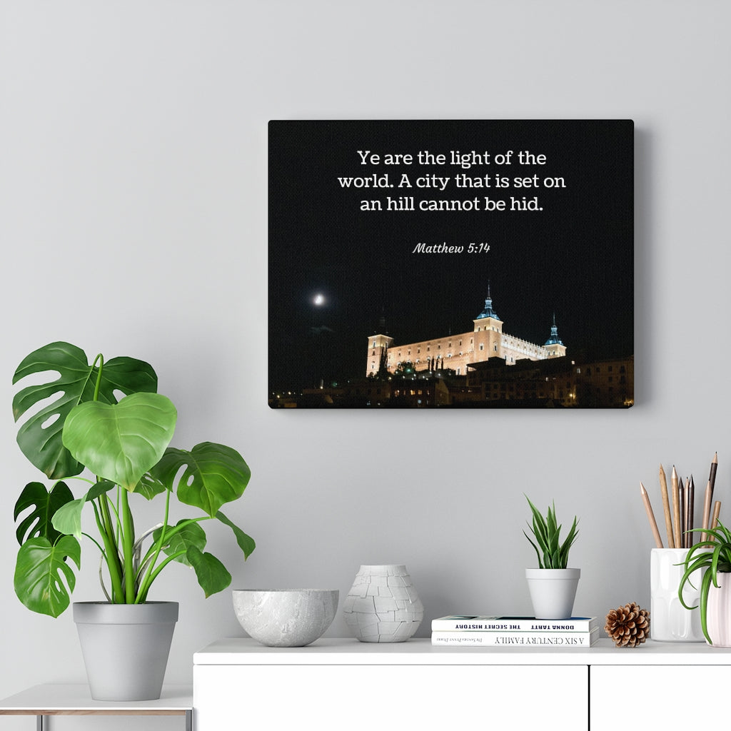Scripture Walls Hill Cannot Be Hid Matthew 5:14 Bible Verse Canvas Christian Wall Art Ready to Hang Unframed-Express Your Love Gifts