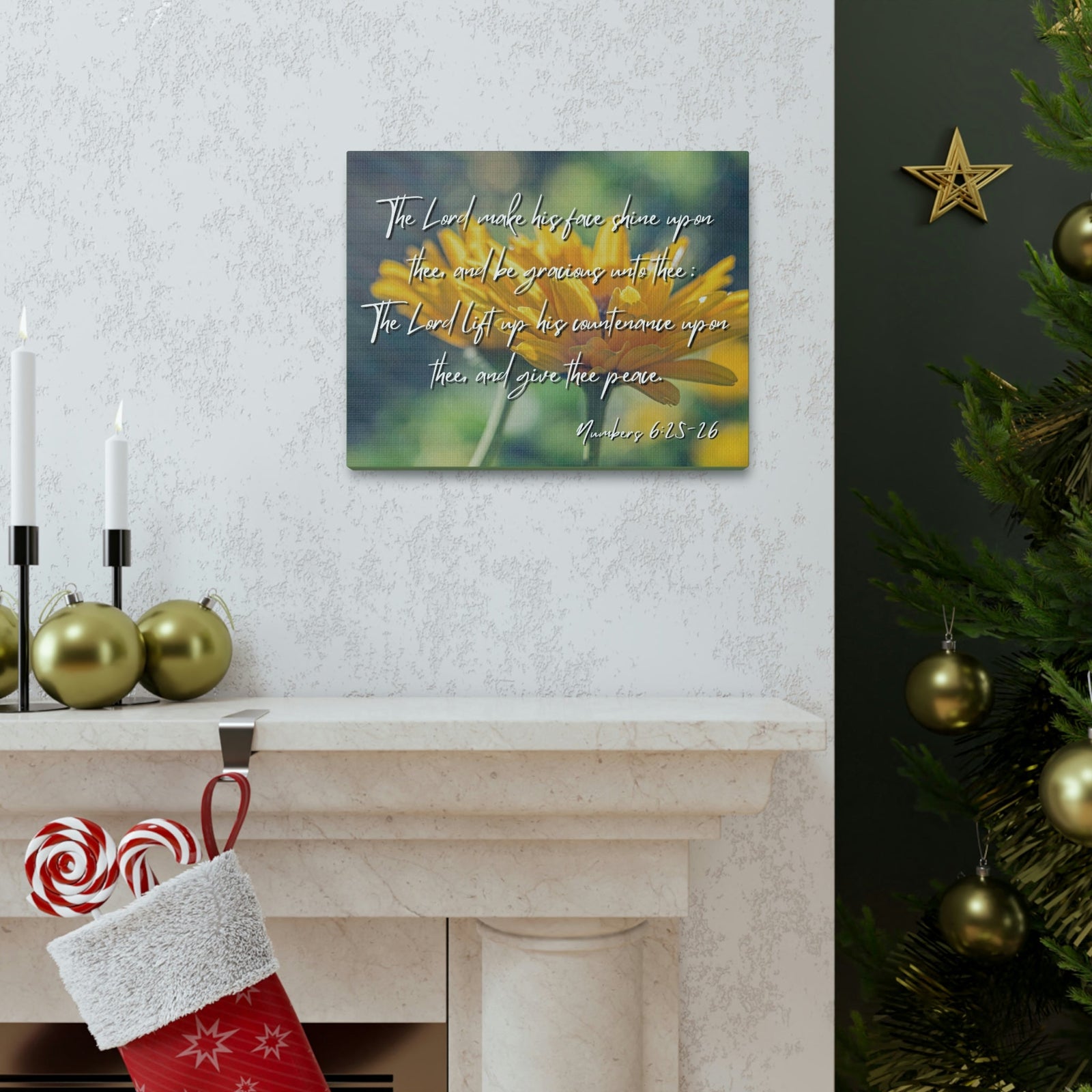 Scripture Walls His Face Shine Numbers 6:26 Bible Verse Canvas Christian Wall Art Ready to Hang Unframed-Express Your Love Gifts