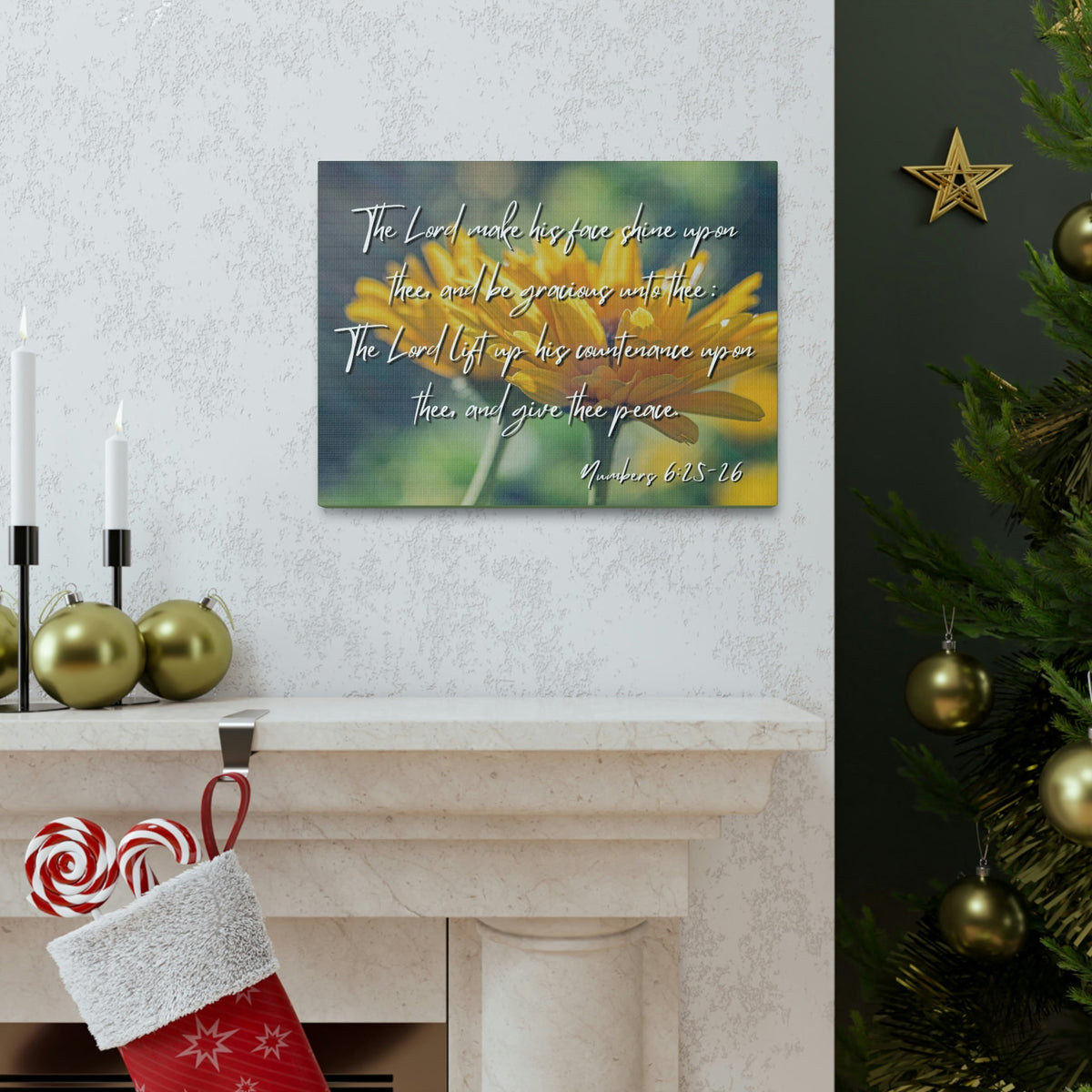 Scripture Walls His Face Shine Numbers 6:26 Bible Verse Canvas Christian Wall Art Ready to Hang Unframed-Express Your Love Gifts