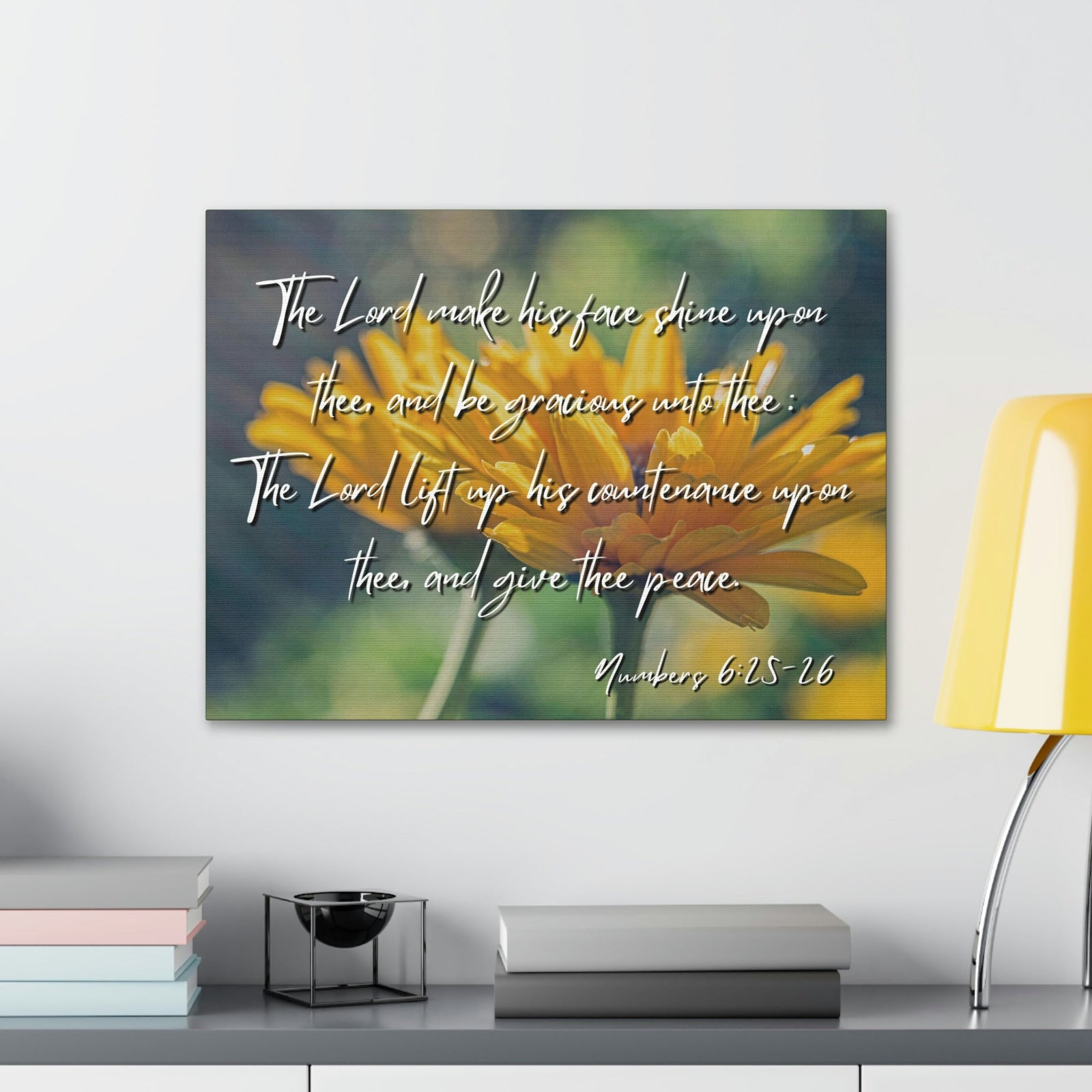 Scripture Walls His Face Shine Numbers 6:26 Bible Verse Canvas Christian Wall Art Ready to Hang Unframed-Express Your Love Gifts