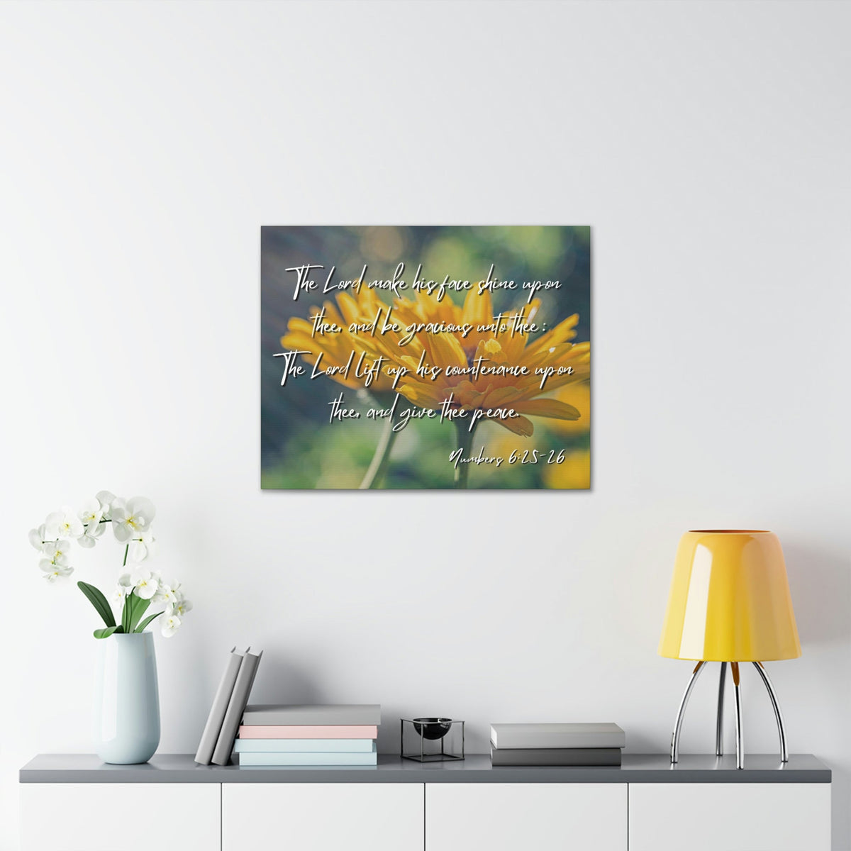 Scripture Walls His Face Shine Numbers 6:26 Bible Verse Canvas Christian Wall Art Ready to Hang Unframed-Express Your Love Gifts