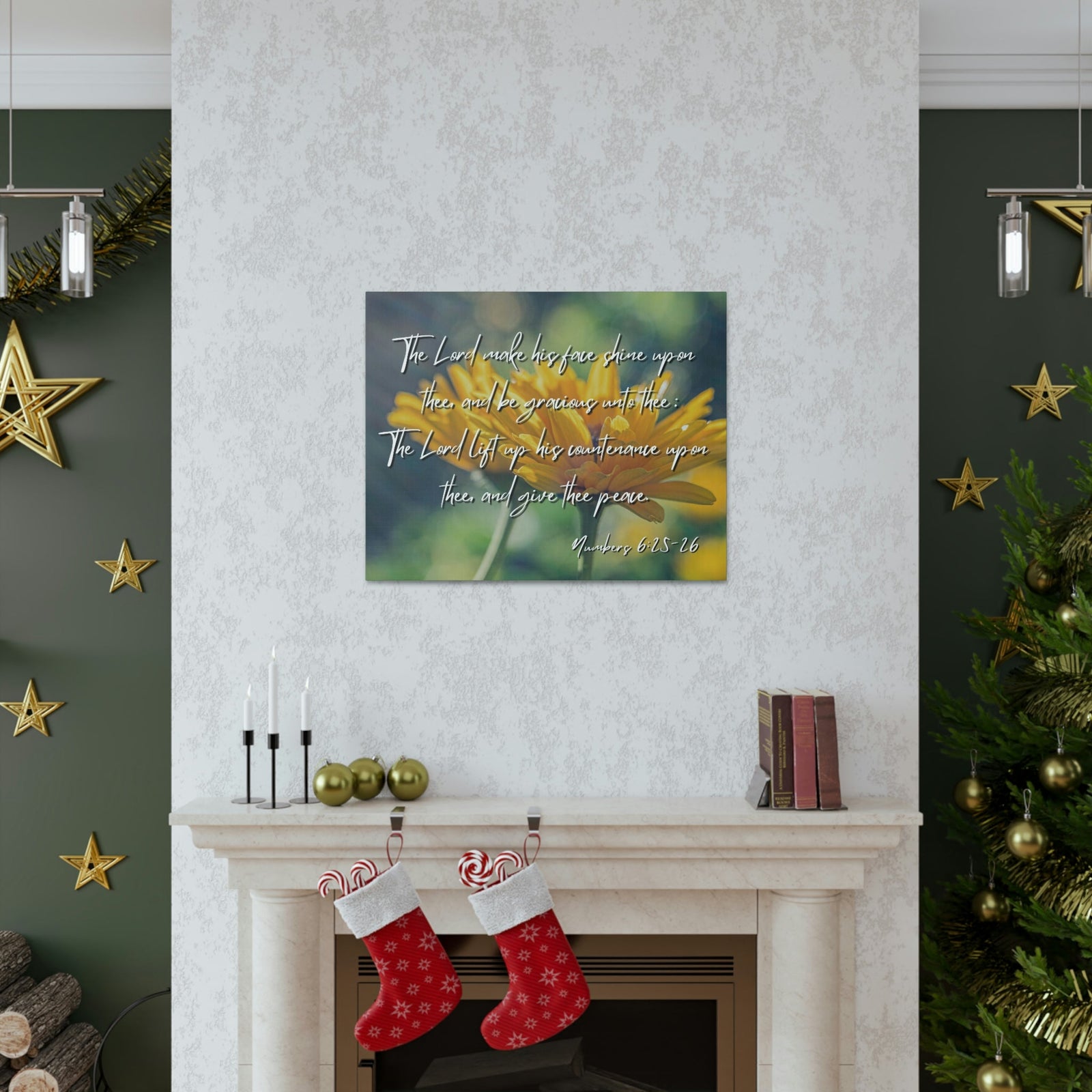 Scripture Walls His Face Shine Numbers 6:26 Bible Verse Canvas Christian Wall Art Ready to Hang Unframed-Express Your Love Gifts