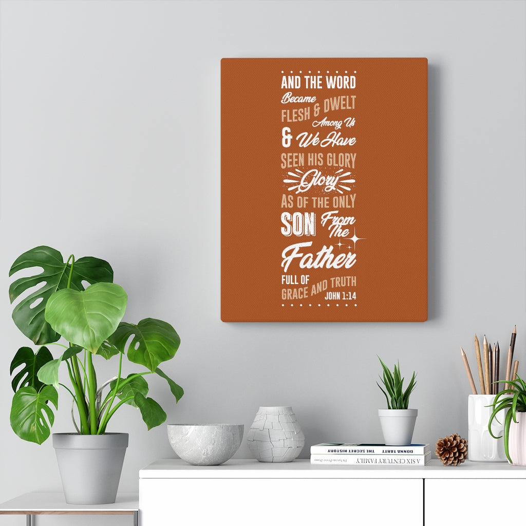 Scripture Walls His Glory John 1:14 Bible Verse Canvas Christian Wall Art Ready to Hang Unframed-Express Your Love Gifts