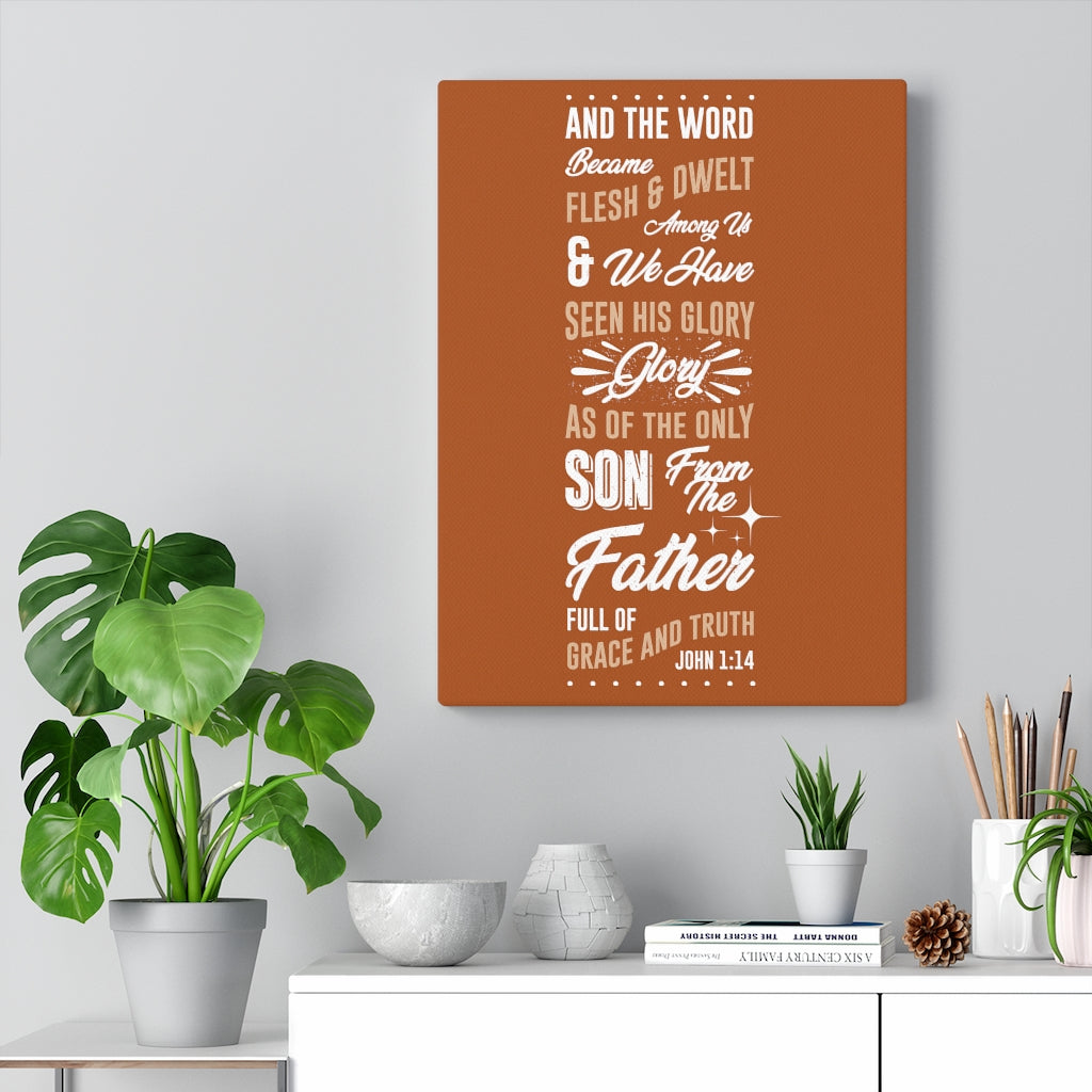 Scripture Walls His Glory John 1:14 Bible Verse Canvas Christian Wall Art Ready to Hang Unframed-Express Your Love Gifts