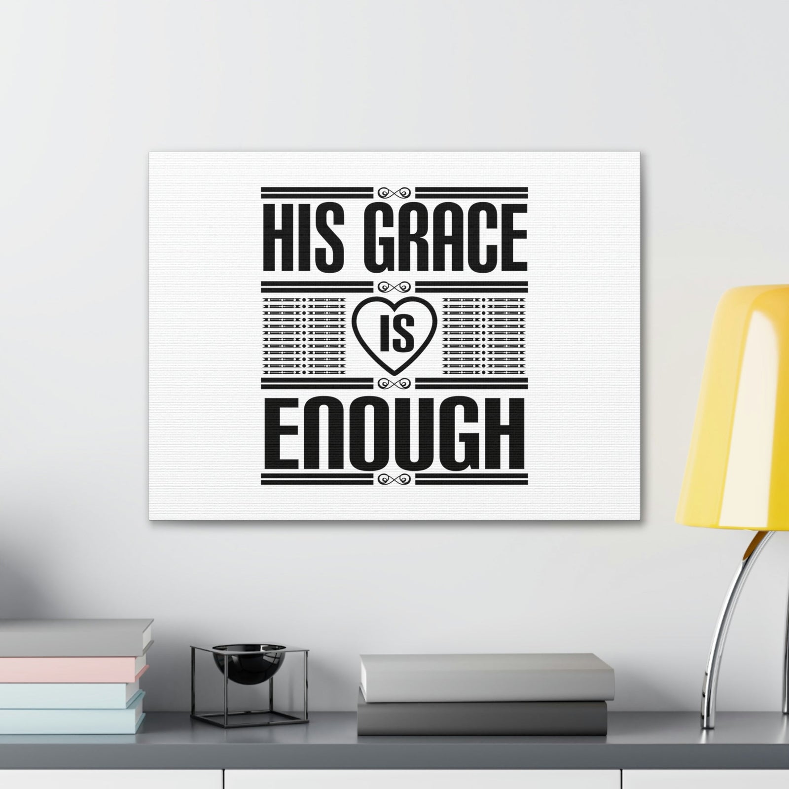 Scripture Walls His Grace Is Enough 2 Corinthians 12:9 Heart White Christian Wall Art Bible Verse Print Ready to Hang Unframed-Express Your Love Gifts