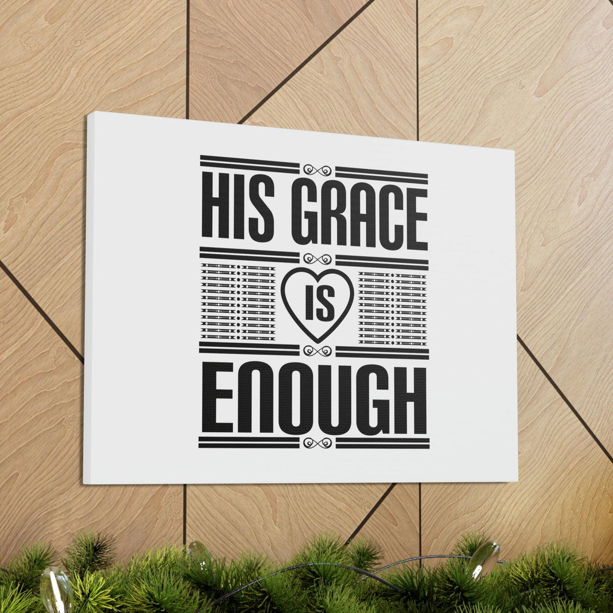 Scripture Walls His Grace Is Enough 2 Corinthians 12:9 Heart White Christian Wall Art Bible Verse Print Ready to Hang Unframed-Express Your Love Gifts