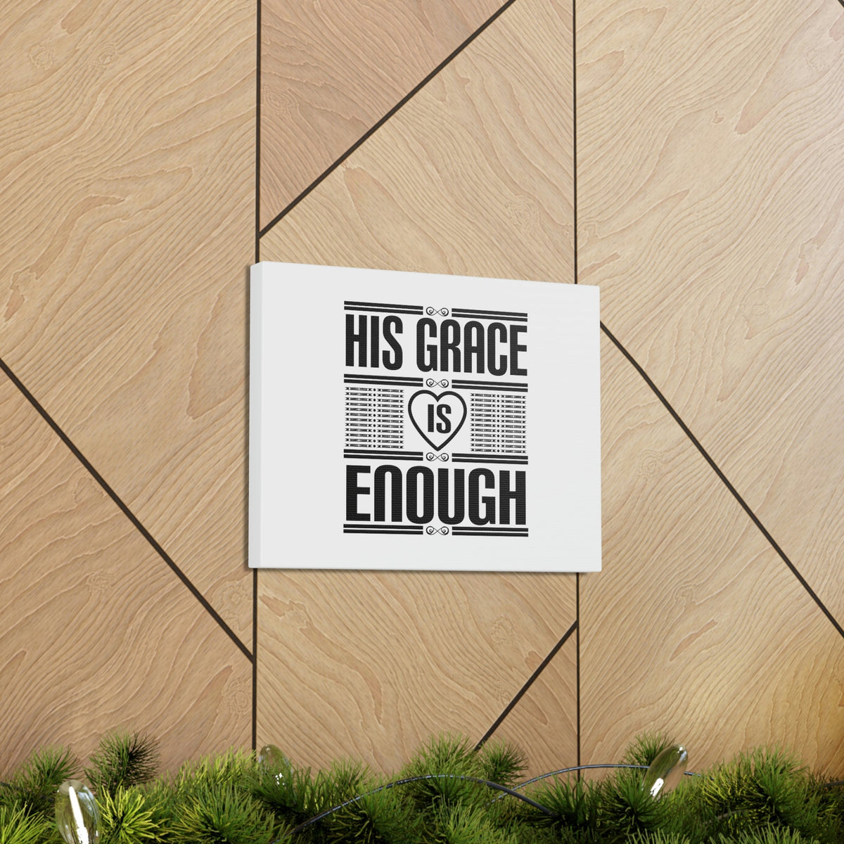 Scripture Walls His Grace Is Enough 2 Corinthians 12:9 Heart White Christian Wall Art Bible Verse Print Ready to Hang Unframed-Express Your Love Gifts