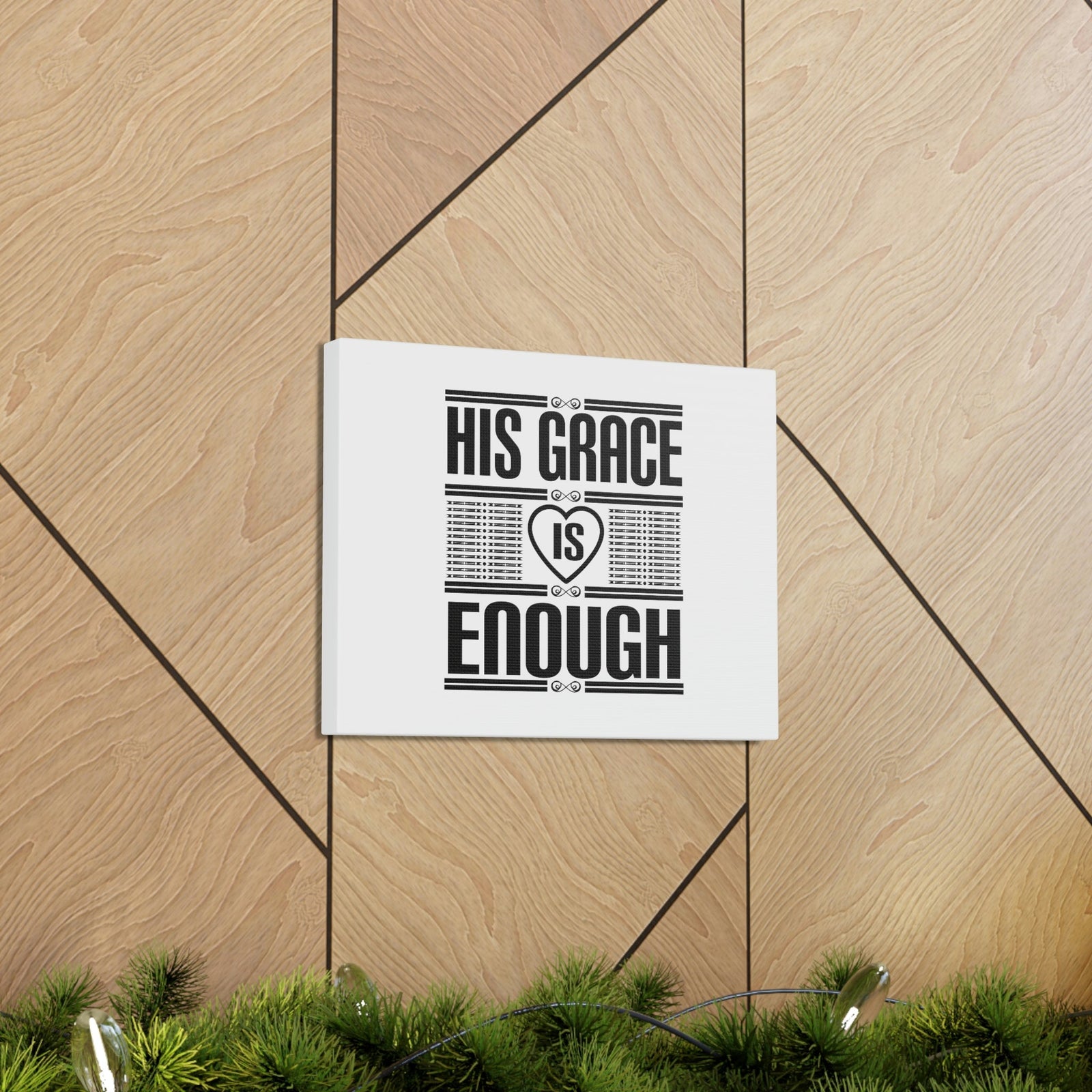Scripture Walls His Grace Is Enough 2 Corinthians 12:9 Heart White Christian Wall Art Bible Verse Print Ready to Hang Unframed-Express Your Love Gifts