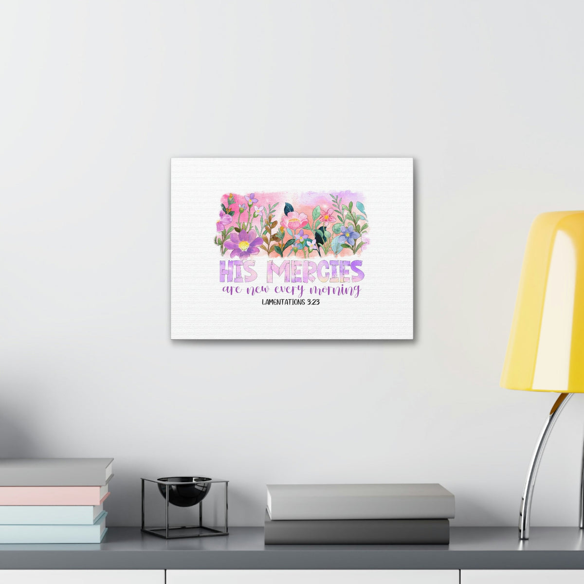 Scripture Walls His Mercies Lamentations 3:23 Pink Flowers Christian Wall Art Bible Verse Print Ready to Hang Unframed-Express Your Love Gifts