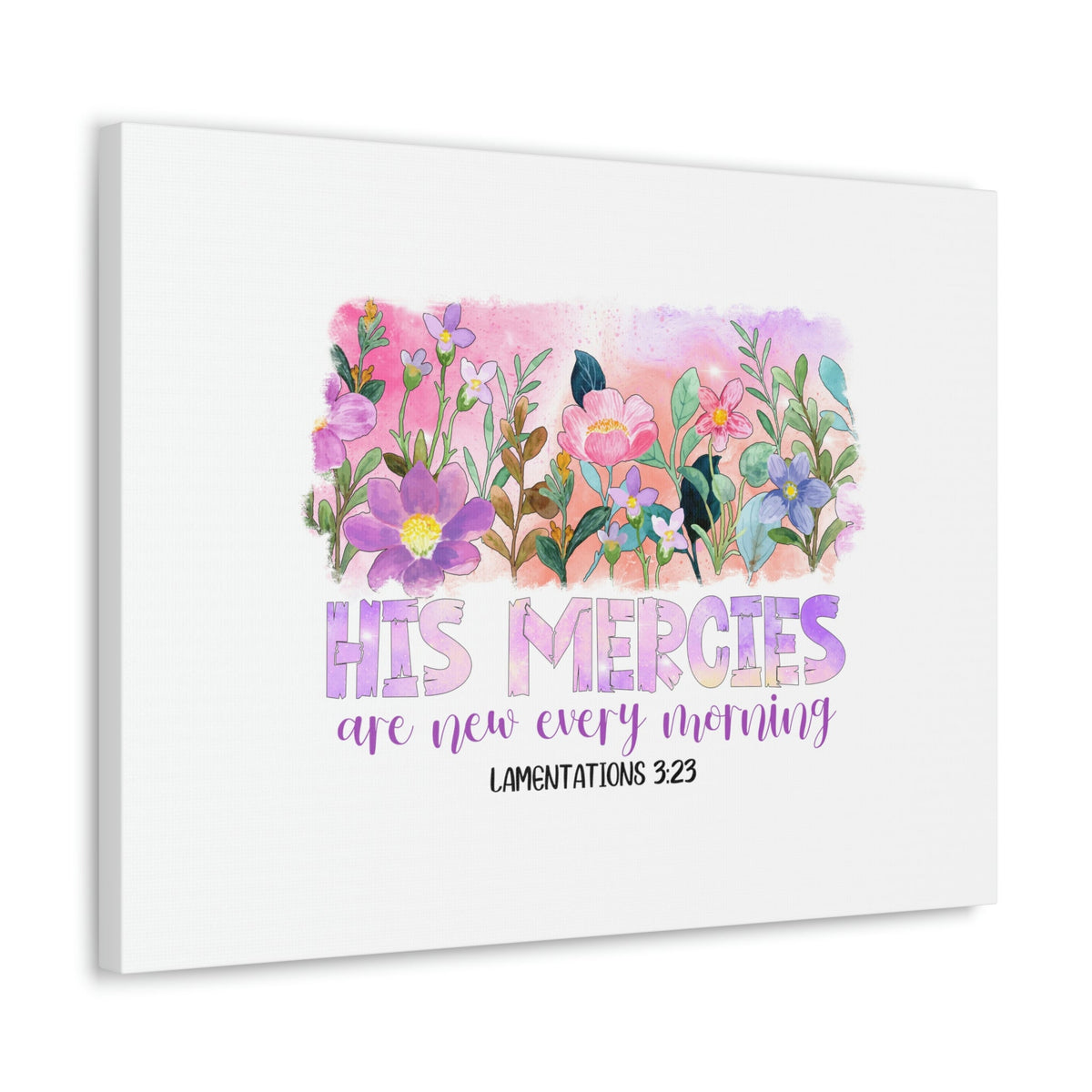 Scripture Walls His Mercies Lamentations 3:23 Pink Flowers Christian Wall Art Bible Verse Print Ready to Hang Unframed-Express Your Love Gifts