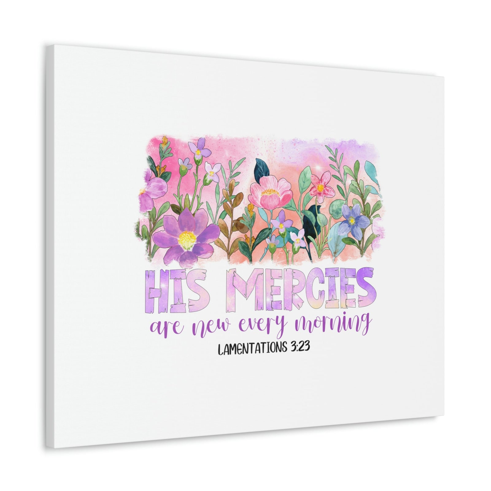 Scripture Walls His Mercies Lamentations 3:23 Pink Flowers Christian Wall Art Bible Verse Print Ready to Hang Unframed-Express Your Love Gifts