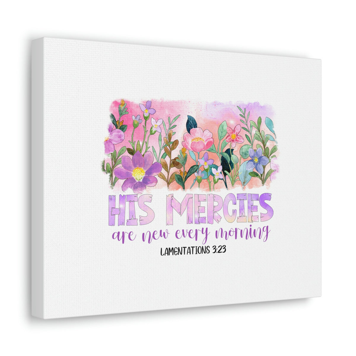 Scripture Walls His Mercies Lamentations 3:23 Pink Flowers Christian Wall Art Bible Verse Print Ready to Hang Unframed-Express Your Love Gifts